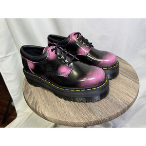 Dr. Martens 8053 Unisex Quad Platform Oxford Shoes Size 6 M 7 L Black/Pink